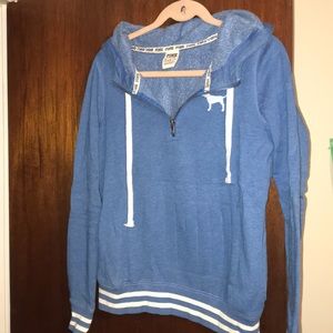 PINK blue & white half zip hoodie